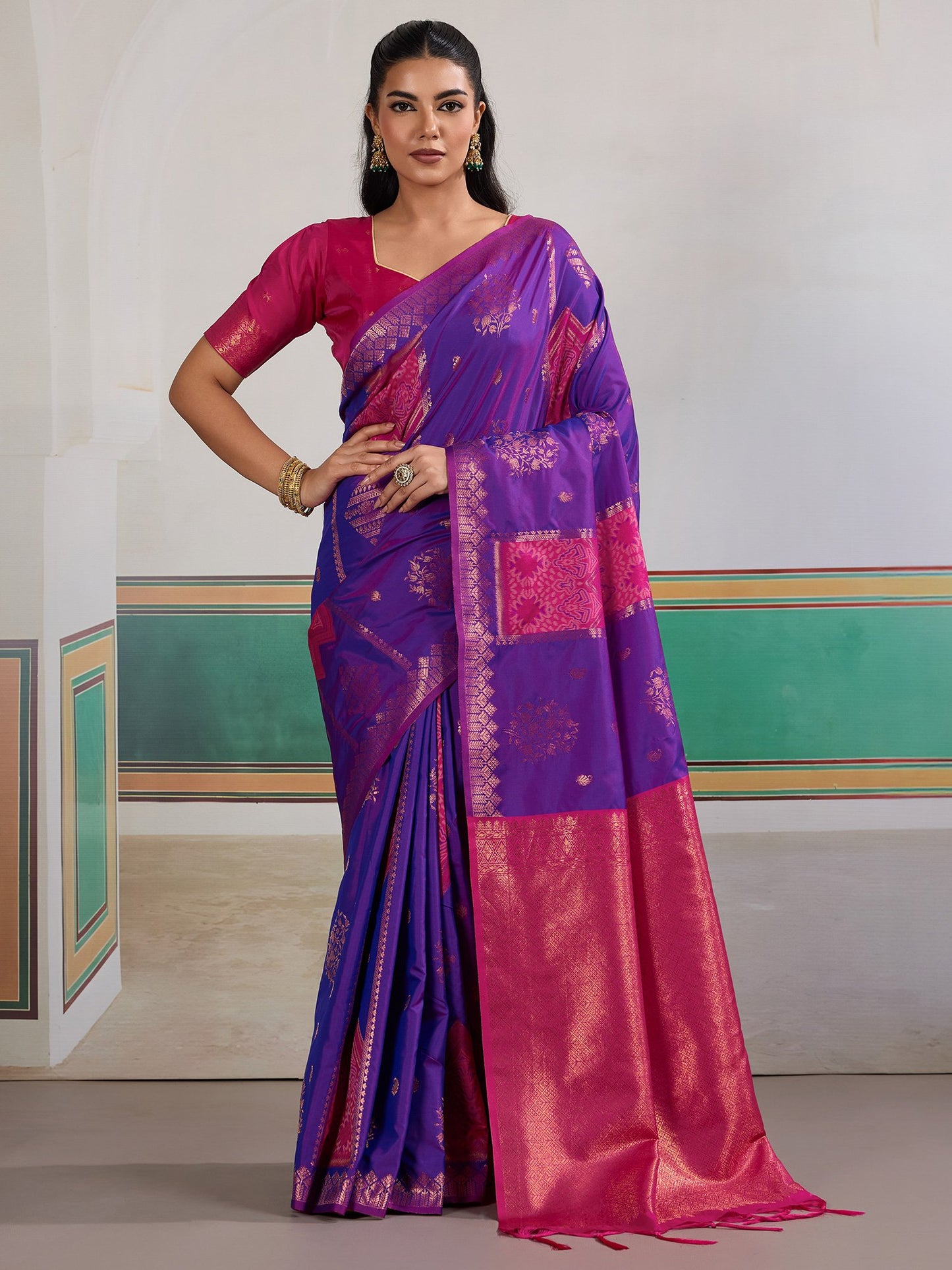 Purple Banarasi Silk Woven Saree