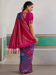 Blue Banarasi Silk Woven Saree - The Dori Store