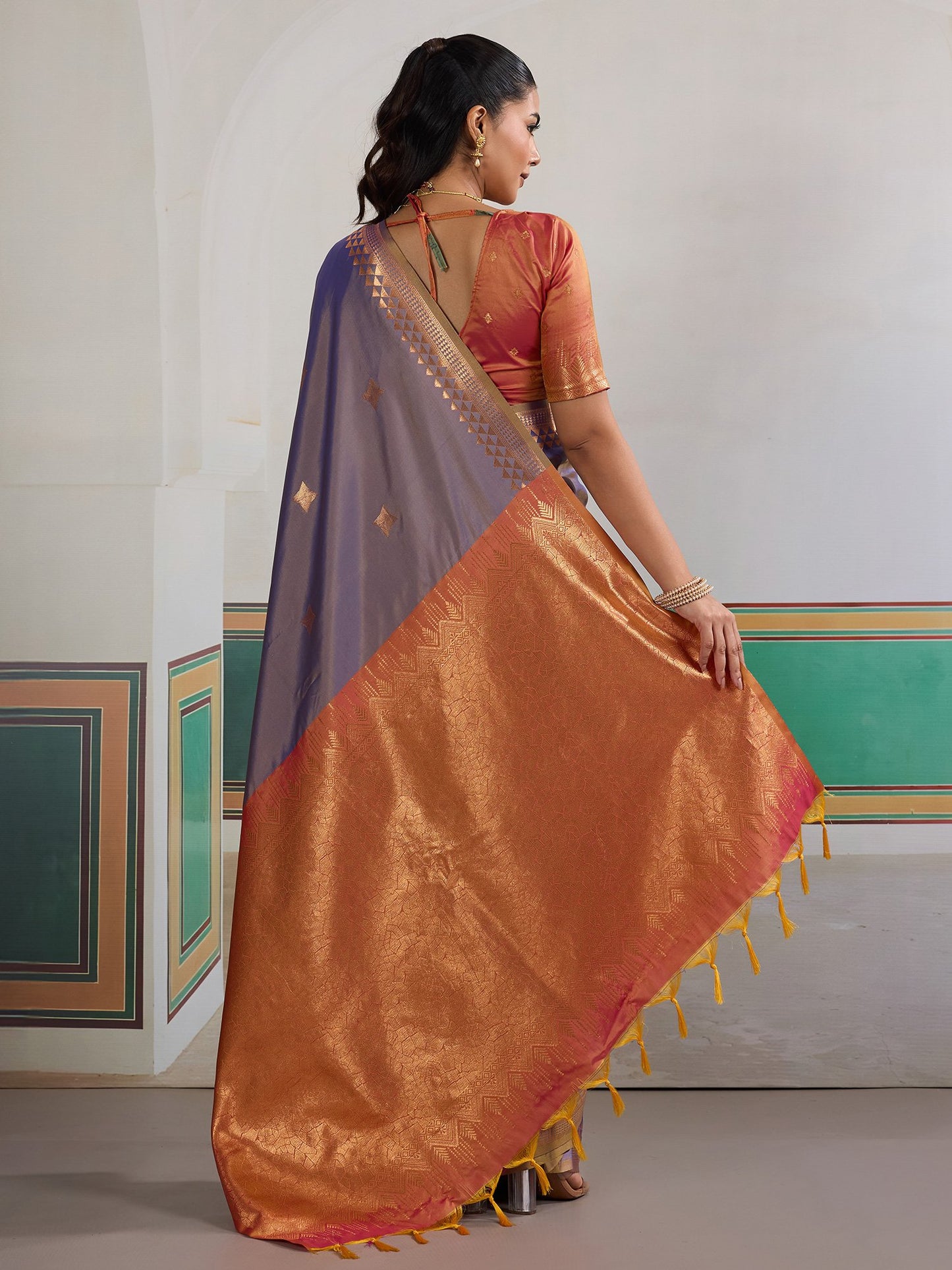Lavendar Banarasi Silk Woven Saree