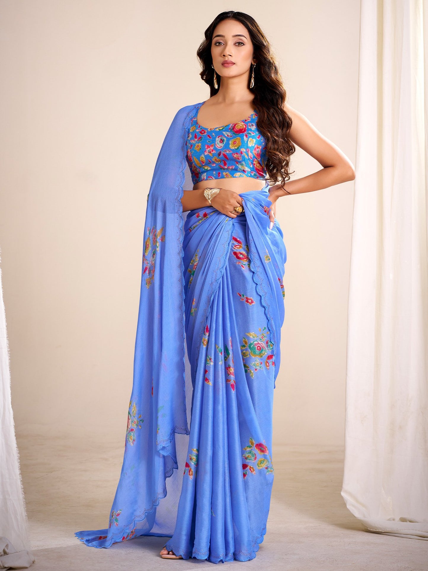 Light Party Wear Chiffon Printed Saree