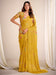 Yellow Mustard Party Wear Chiffon Printed Saree