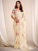 White Off Party Wear Chiffon Printed Saree
