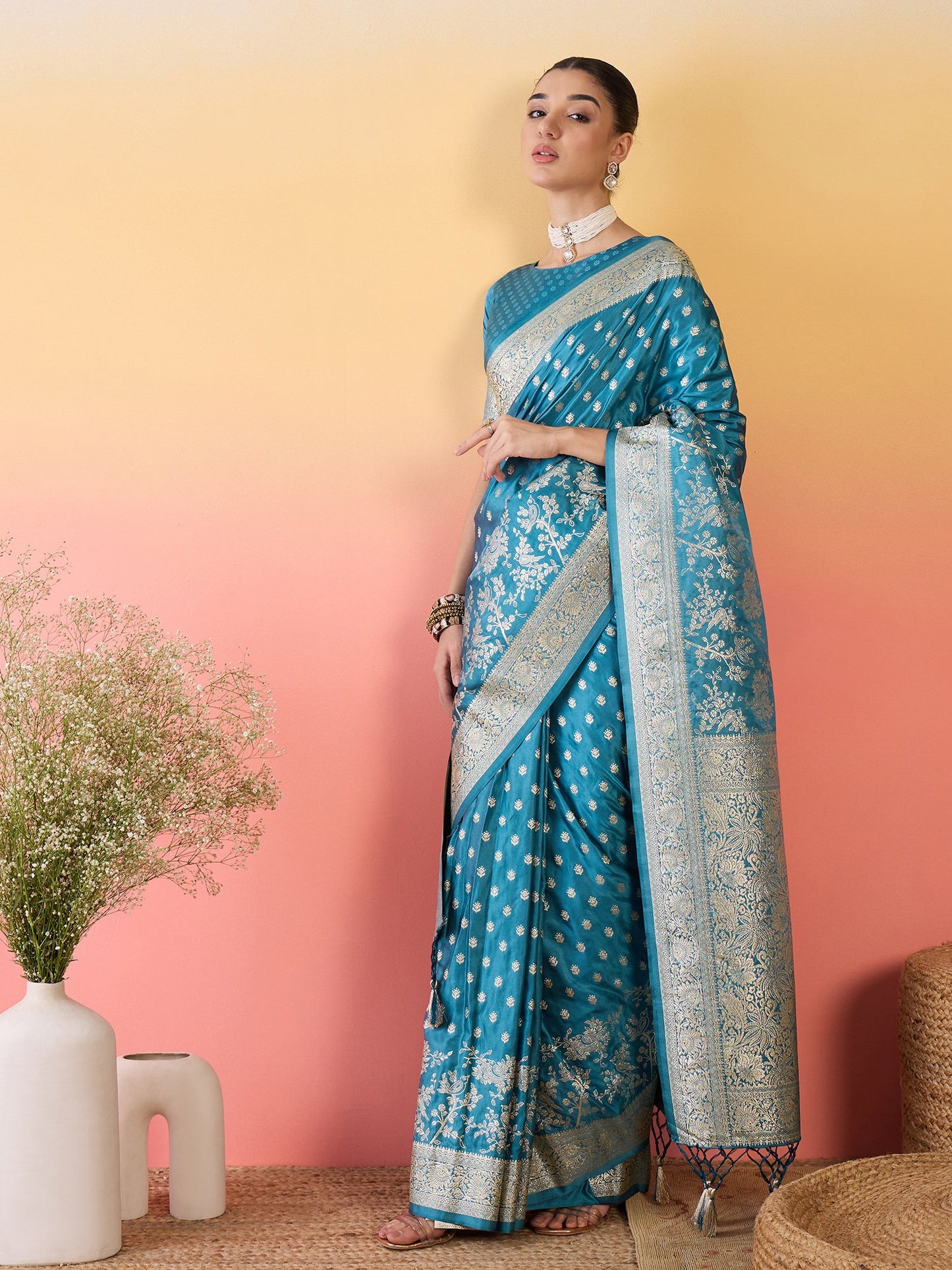 Light Banarasi Satin Silk Woven Saree