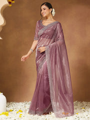 Pink Party Wear Georgette Embellished Saree - The Dori Store