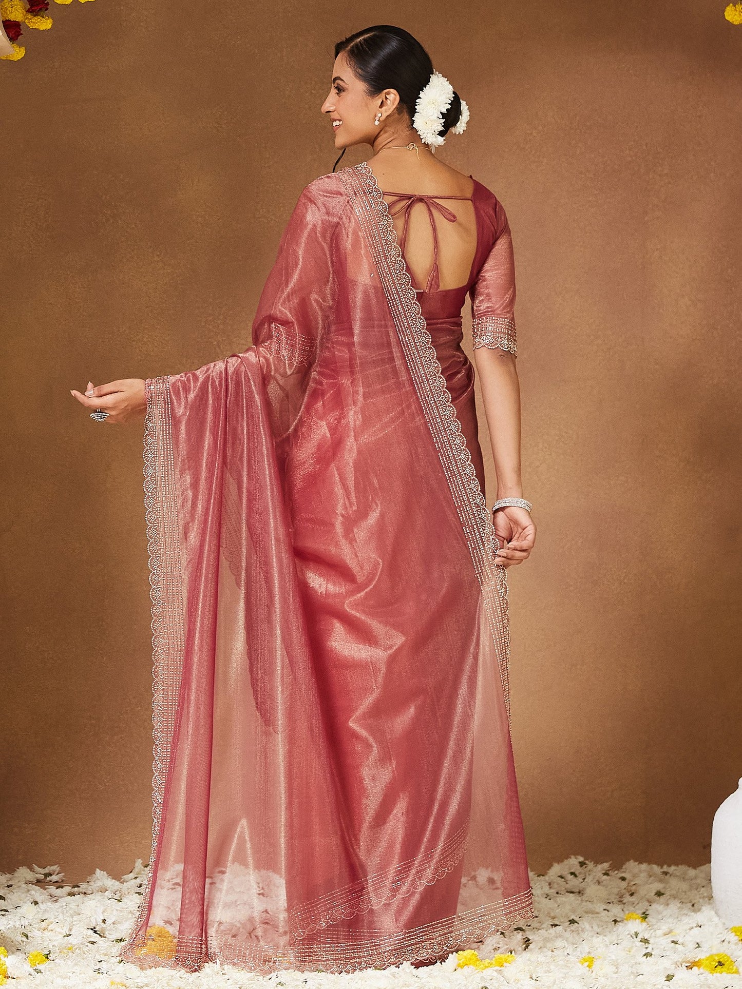 Purple Party Wear Georgette Embellished Saree