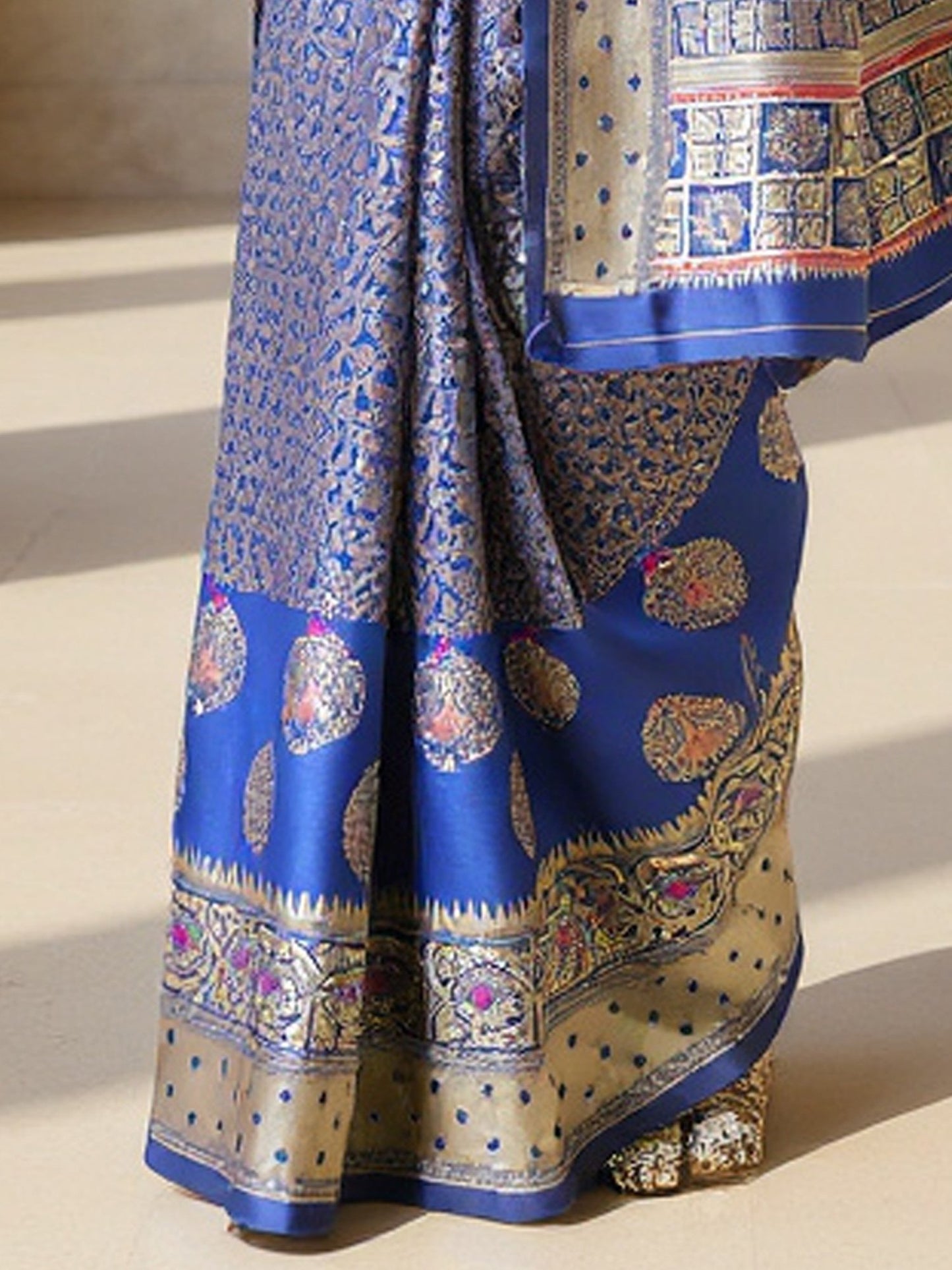 Blue Banarasi Silk Blend Woven Saree