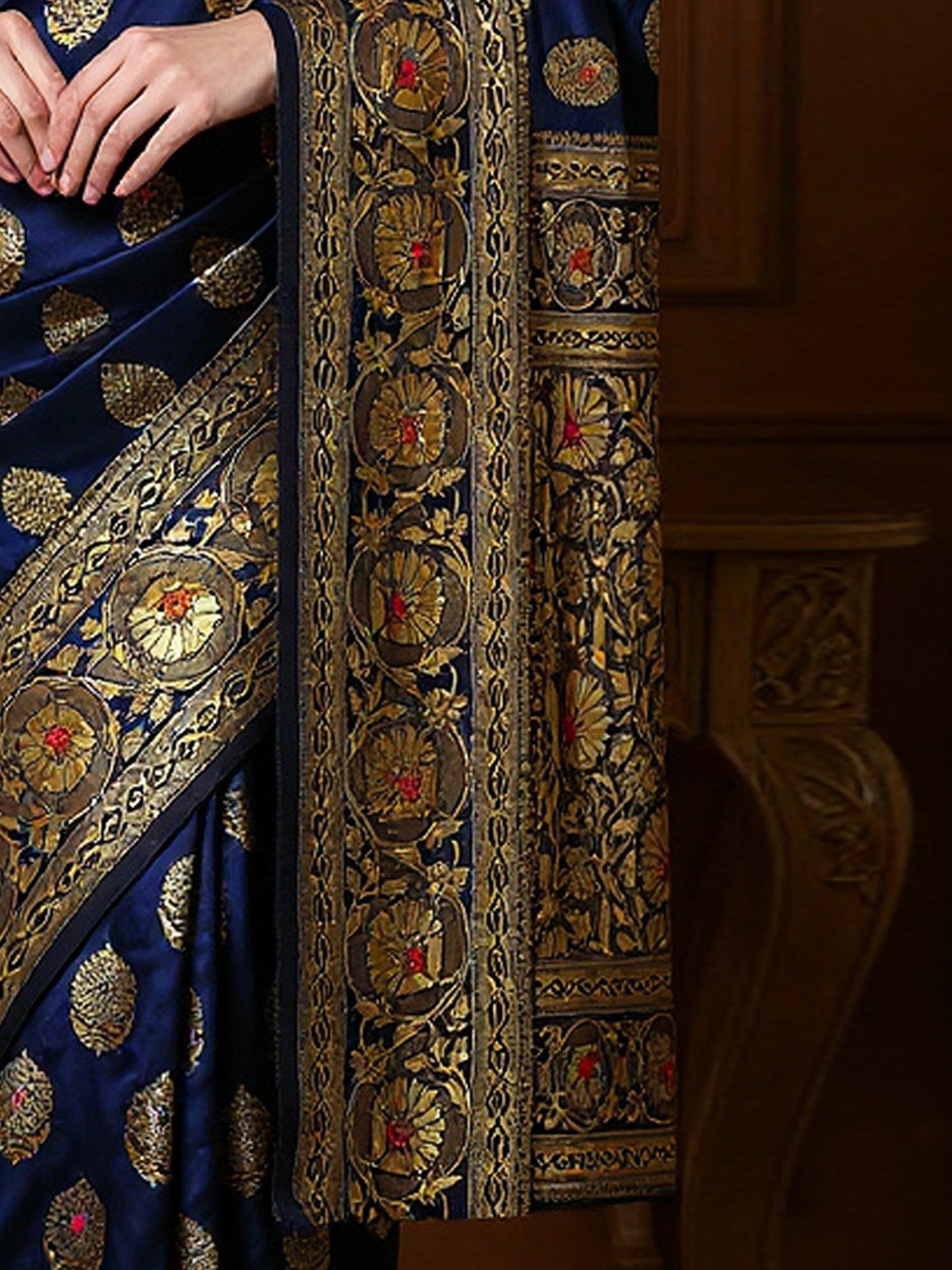 Nevy Banarasi Silk Blend Woven Saree