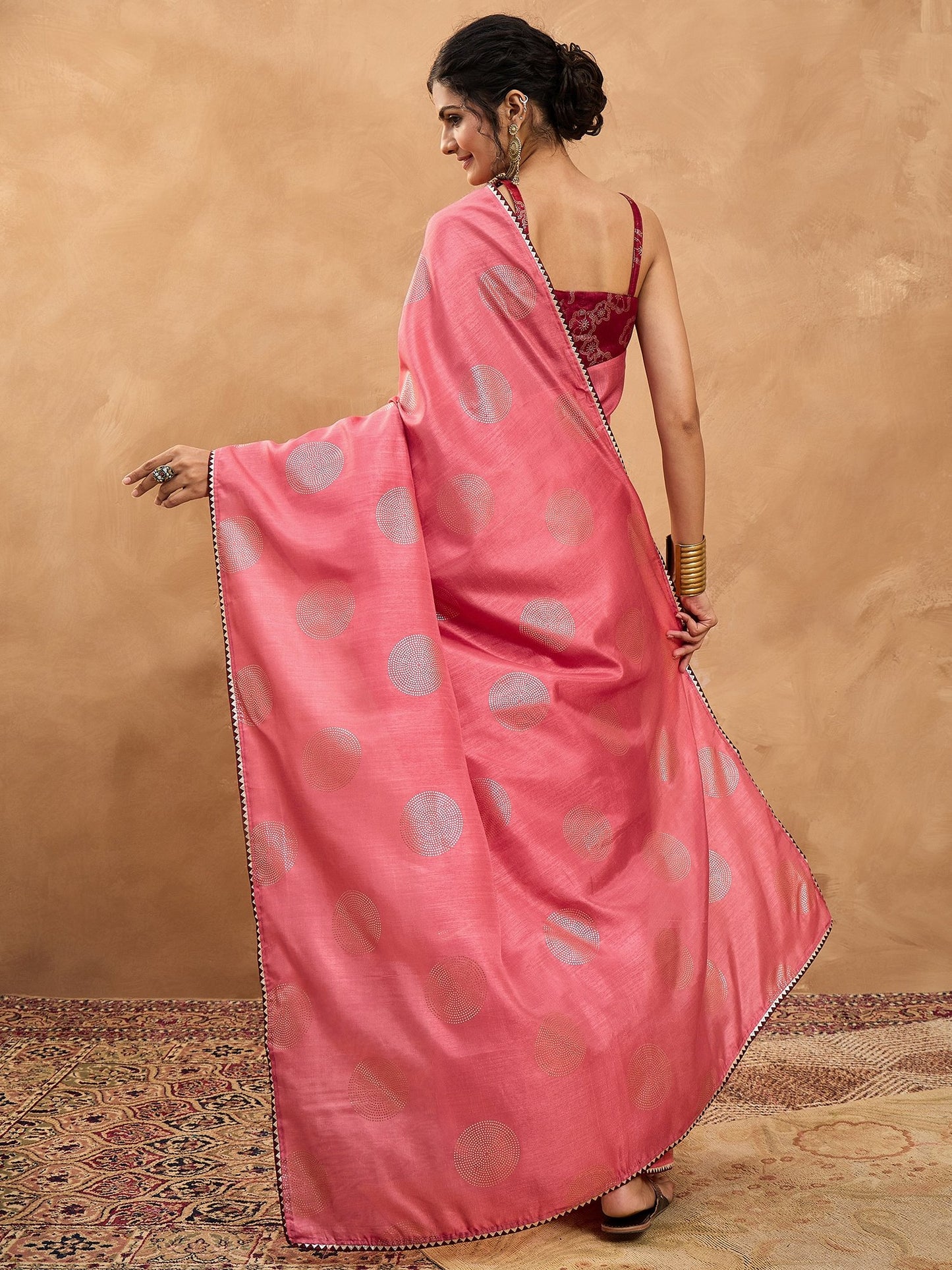 Pink Banarasi Dola Silk Digital Print Saree