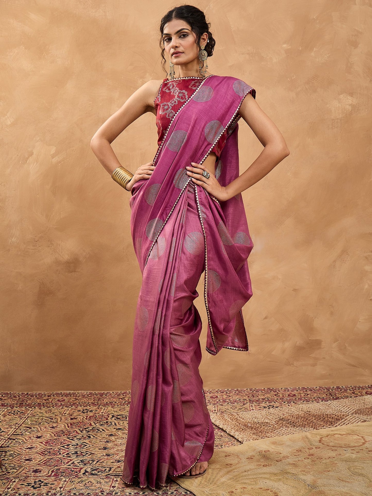 Purple Purple Banarasi Dola Silk Digital Print Saree