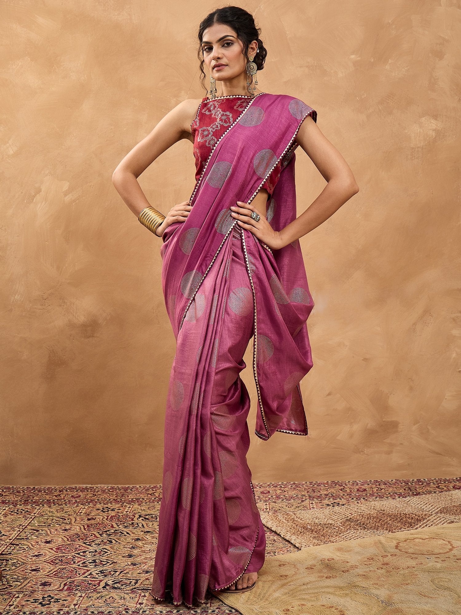 Purple Purple Banarasi Dola Silk Digital Print Saree