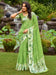 Green Light Block Print Georgette Digital Print Saree