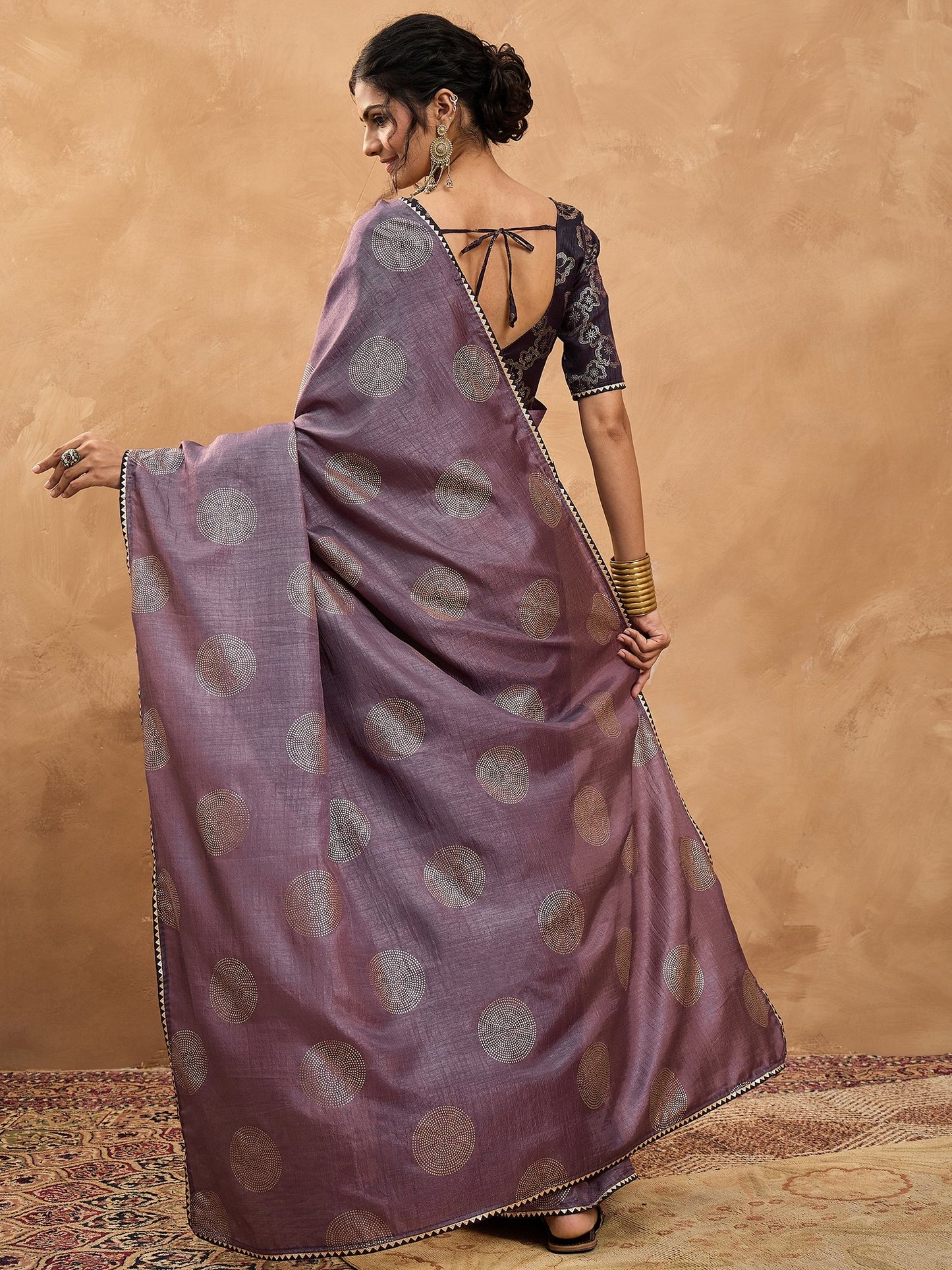 Purple Banarasi Dola Silk Digital Print Saree