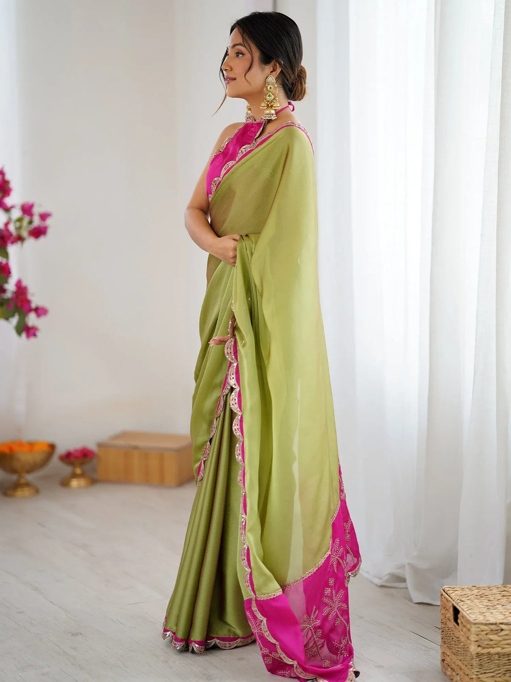 Light Party Wear Georgette Embellished Saree - The Dori Store