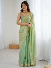 Light Party Wear Satin Embellished Saree - The Dori Store