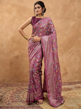 Mauve Banarasi Dola Silk Digital Print Saree - The Dori Store