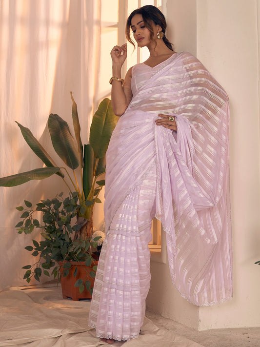 Pink Pink Party Wear Georgette Embellished Saree