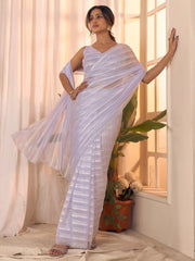 Lavendar Party Wear Georgette Embellished Saree - The Dori Store