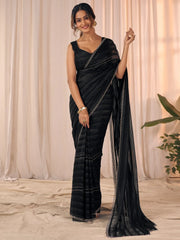 Black Party Wear Georgette Embellished Saree - The Dori Store
