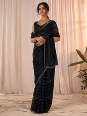 Black Party Wear Georgette Embellished Saree - The Dori Store