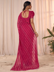Pink Party Wear Georgette Embellished Saree - The Dori Store