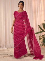 Pink Party Wear Georgette Embellished Saree - The Dori Store
