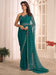 Green Teal Party Wear Georgette Embellished Saree