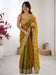 Yellow Mustard Party Wear Chiffon Embellished Saree