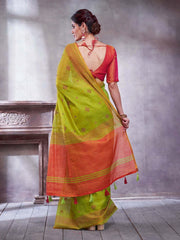 Light Paithani Linen Woven Saree - The Dori Store