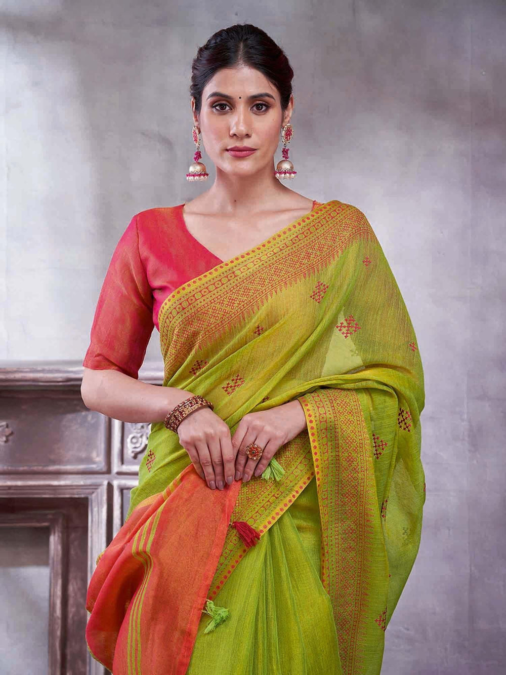 Light Paithani Linen Woven Saree - The Dori Store
