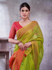Light Paithani Linen Woven Saree - The Dori Store