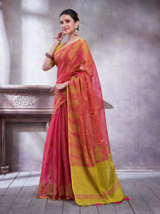 Pink Paithani Linen Woven Saree - The Dori Store