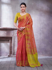 Pink Paithani Linen Woven Saree - The Dori Store