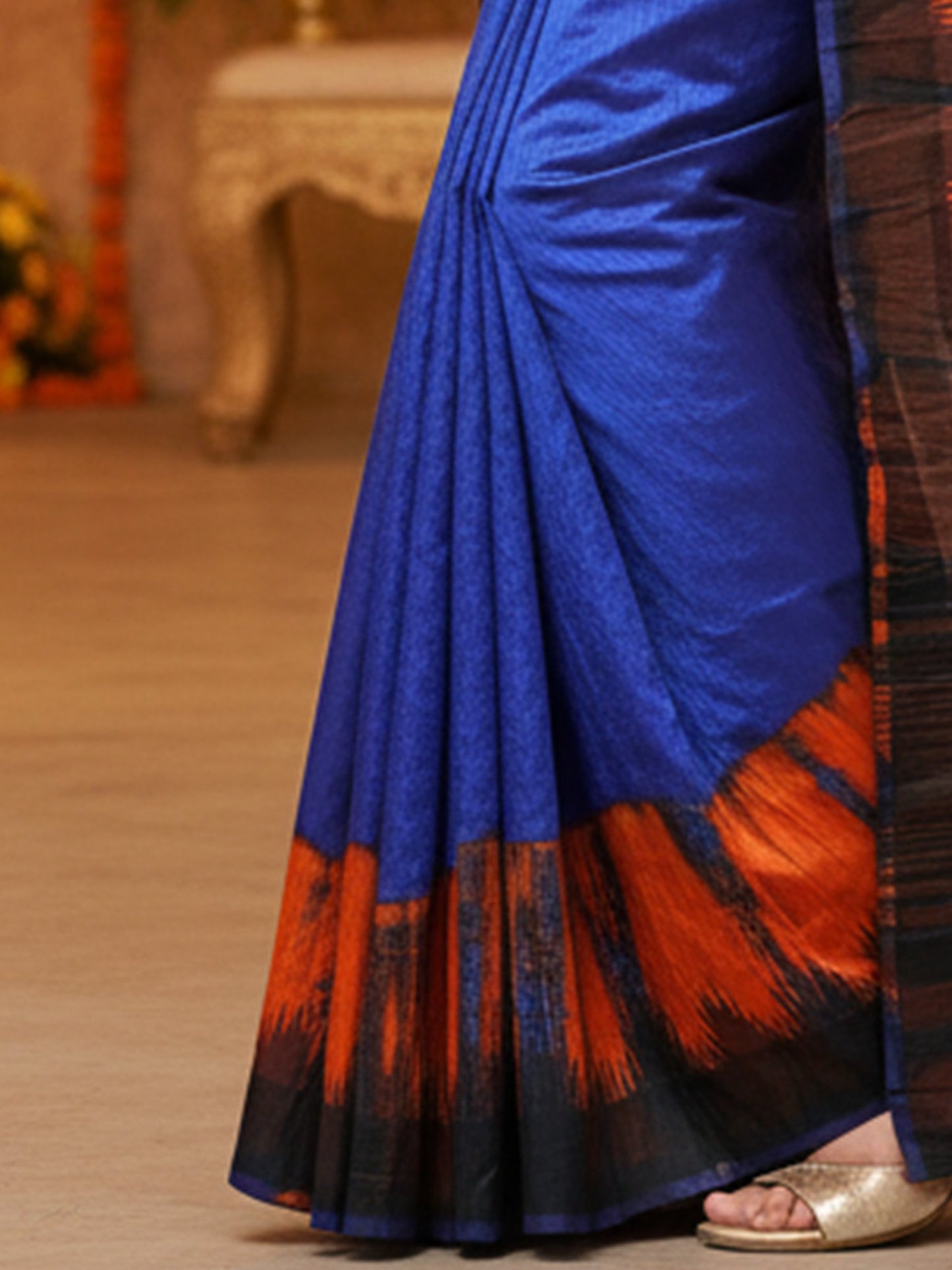 Blue Party Wear Silk Blend Printed Saree