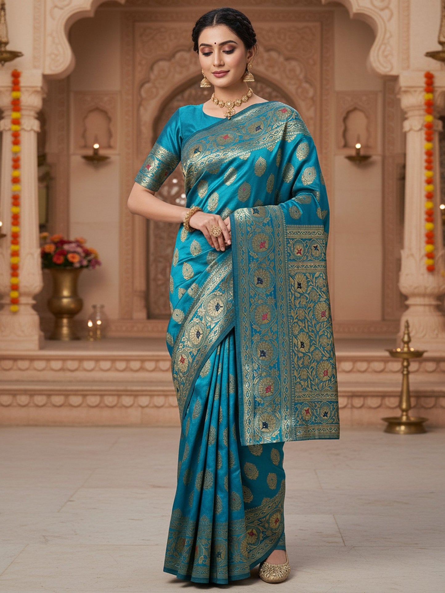 Light Banarasi Silk Blend Woven Saree