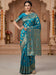 Blue Light Banarasi Silk Blend Woven Saree