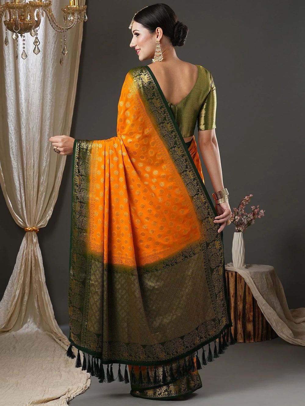 Timeless Yellow Georgette Banarasi Saree - The Dori Store