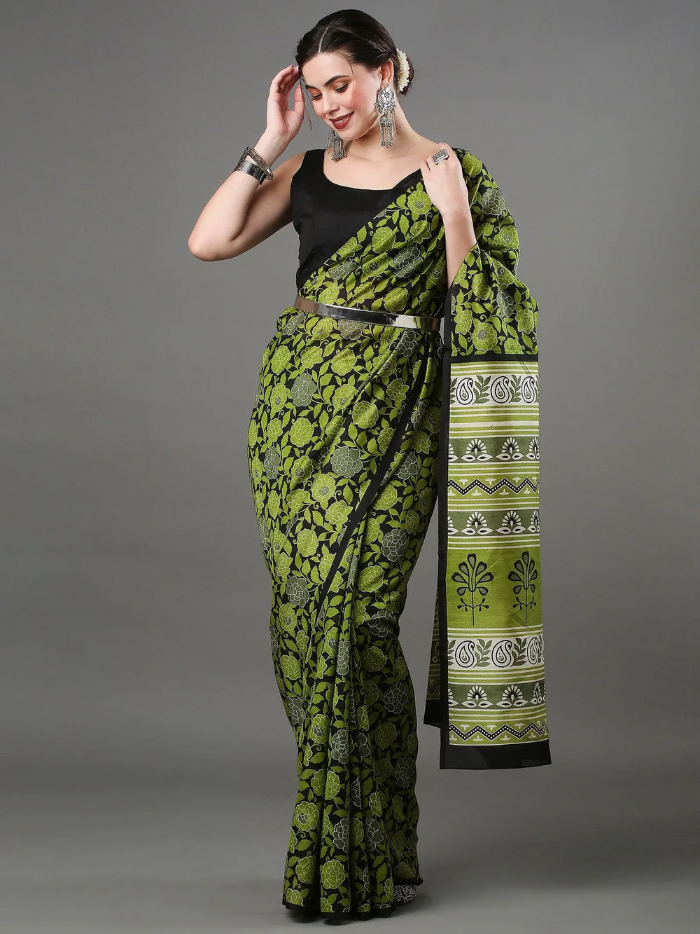 Light Green Bhagalpuri Silk Saree - The Dori Store
