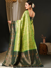 Heritage Light Green Banarasi Silk Saree - The Dori Store