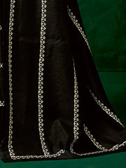 Black Block Print Bhagalpuri Silk Printed Saree - The Dori Store