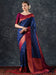 Blue Navy Banarasi Silk Blend Woven Saree