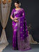 Purple Purple Banarasi Silk Blend Woven Saree