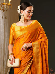 Yellow Flowing Georgette Saree - The Dori Store