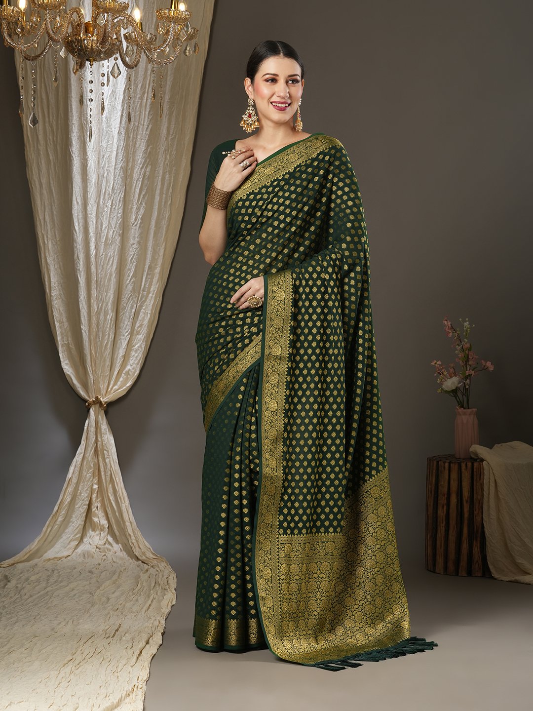 Green Green Kanjeevaram Georgette Woven Saree