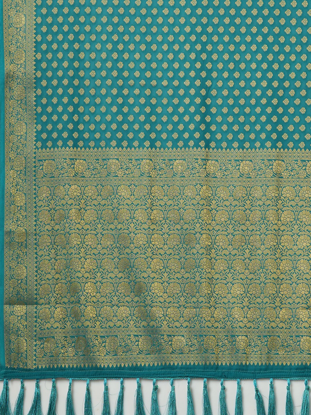 Tealblue Kanjeevaram Georgette Woven Saree