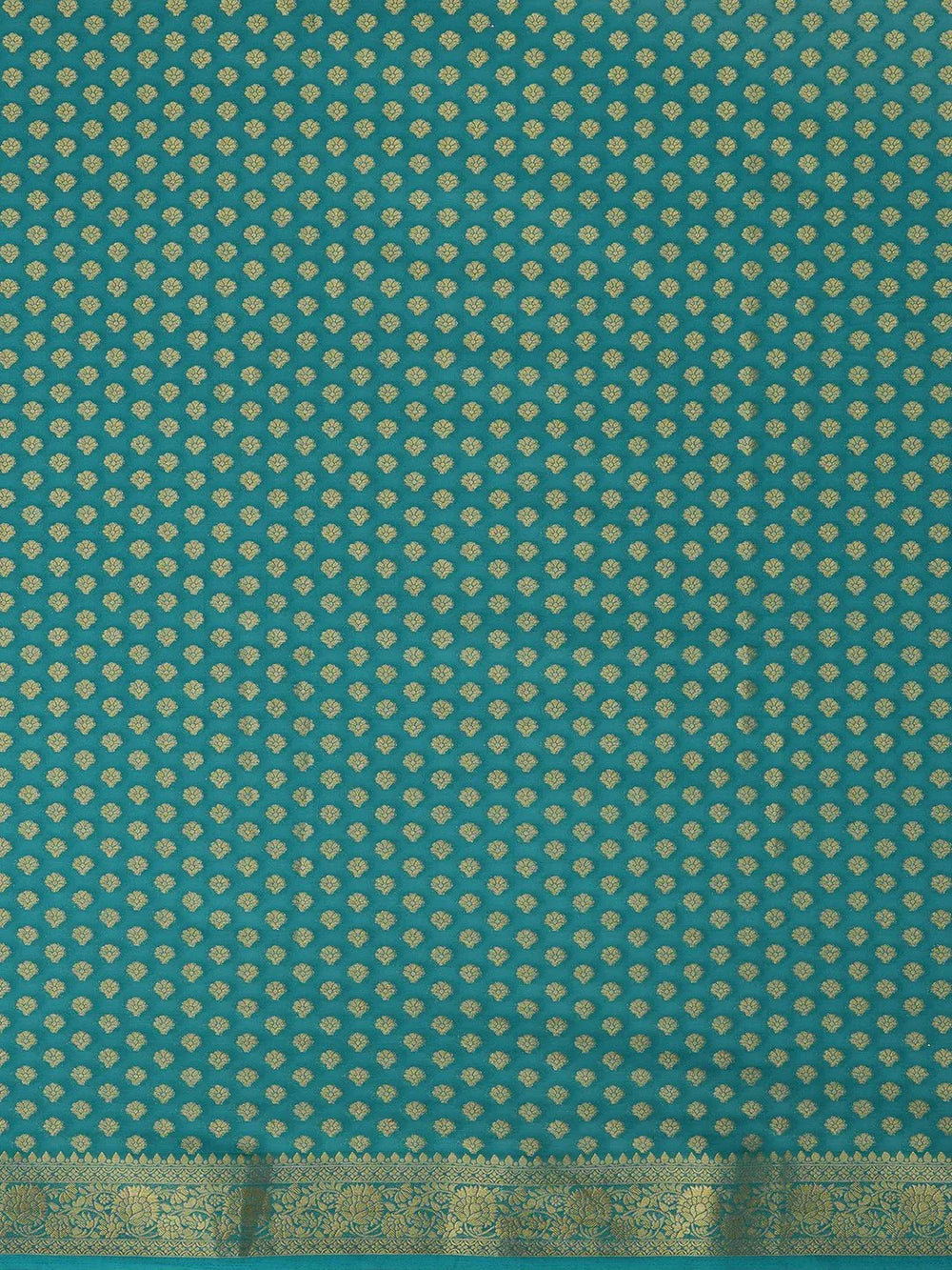 Teal Blue Kanjeevaram Georgette Woven Saree - The Dori Store