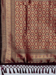 Plum Purple Banarasi Silk Saree - The Dori Store