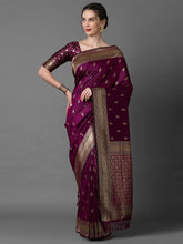Plum Purple Banarasi Silk Saree - The Dori Store
