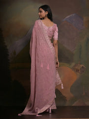 Pink Party Wear Georgette Embellished Saree - The Dori Store