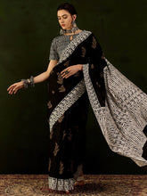 Ethnic Black Bhagalpuri Soft Silk Saree - The Dori Store