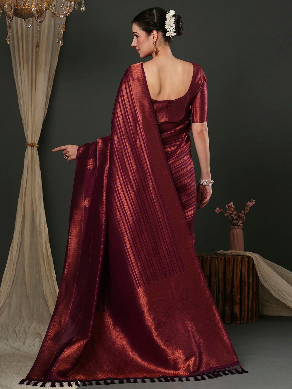 Beautiful Maroon Soft Silk Saree - The Dori Store